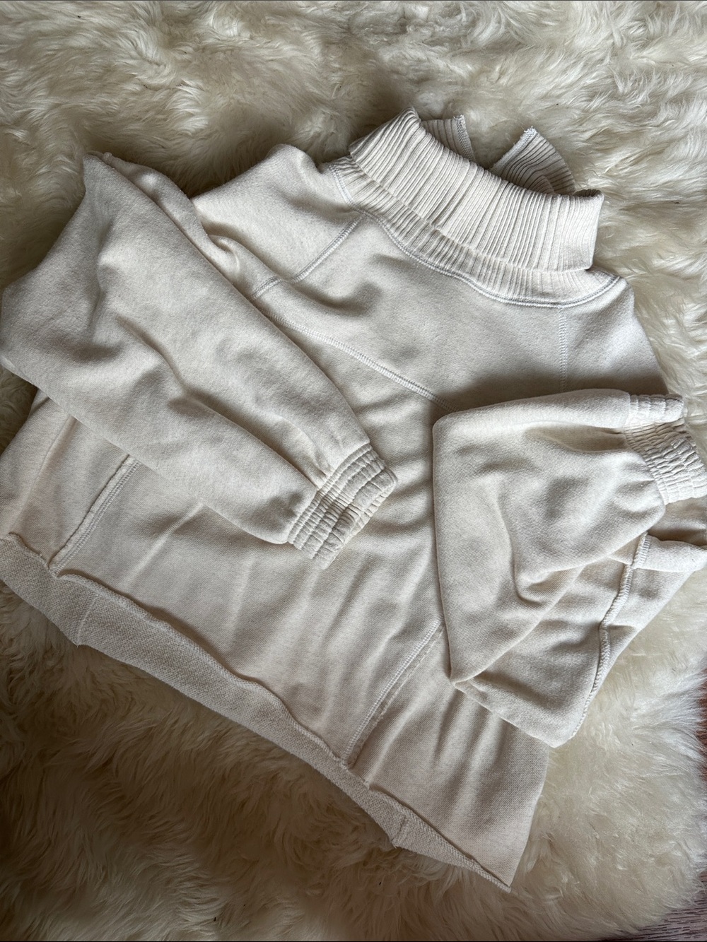aerie Soft Cream Cropped Turtleneck Pullover